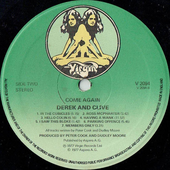 Derek And Clive* – Come Again- Vinyl