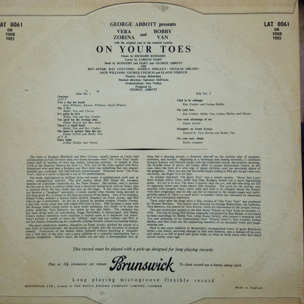 "On Your Toes" Original Cast – On Your Toes – Vinyl
