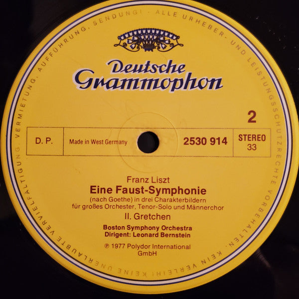 Liszt*, Boito* / Kenneth Riegel, Boston Symphony Orchestra, Nicolai Ghiaurov, Wiener Philharmoniker, Leonard Bernstein – Liszt: Faust-Symphonie / Boito: Mefistofele (Prologo) - Vinyl