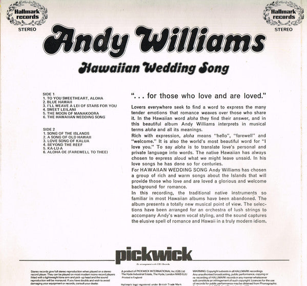 Andy Williams – Hawaiian Wedding Song - Vinyl