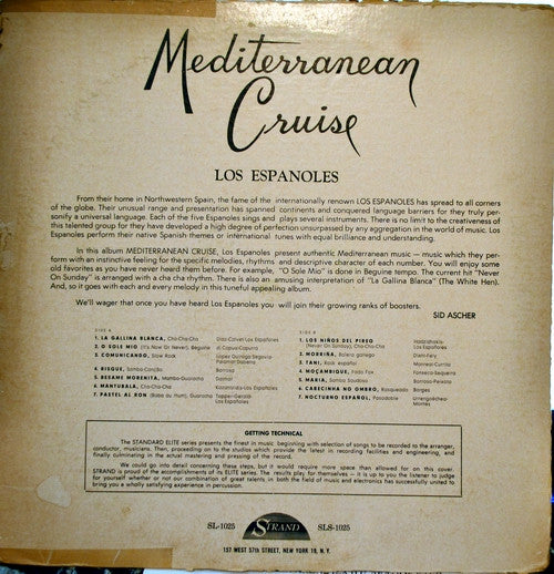 Los Españoles – Mediterranean Cruise Featuring "Never On Sunday" - Vinyl