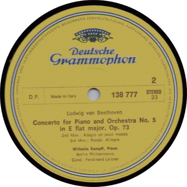 Beethoven* - Wilhelm Kempff · Berliner Philharmoniker · Ferdinand Leitner – Klavierkonzert Nr. 5 Es-dur- Vinyl