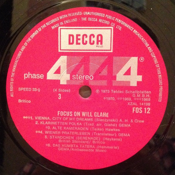Will Glahé And His Orchestra* – Focus On Will Glahe – Vinyl