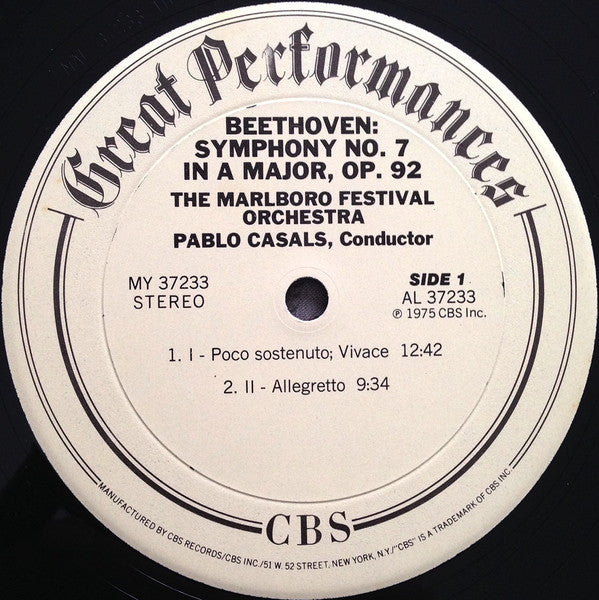 Beethoven* - Casals*, Marlboro Festival Orchestra – Beethoven: Symphony No. 7 - Vinyl