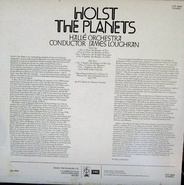 Holst*, Hallé Orchestra, James Loughran – The Planets - Vinyl