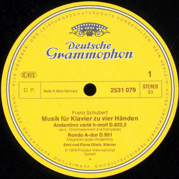 Franz Schubert / Emil Gilels, Elena Gilels – Fantasie F-moll (F-Minor) - Andantino Varie H-moll (B-Minor) - Grand Rondeau A-dur (A-Major) - Ecossaises- Vinyl