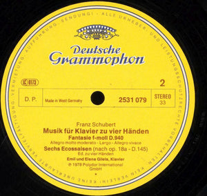 Franz Schubert / Emil Gilels, Elena Gilels – Fantasie F-moll (F-Minor) - Andantino Varie H-moll (B-Minor) - Grand Rondeau A-dur (A-Major) - Ecossaises- Vinyl