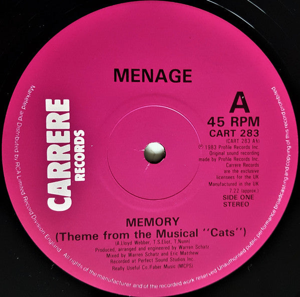Menage (2) – Memory - Vinyl