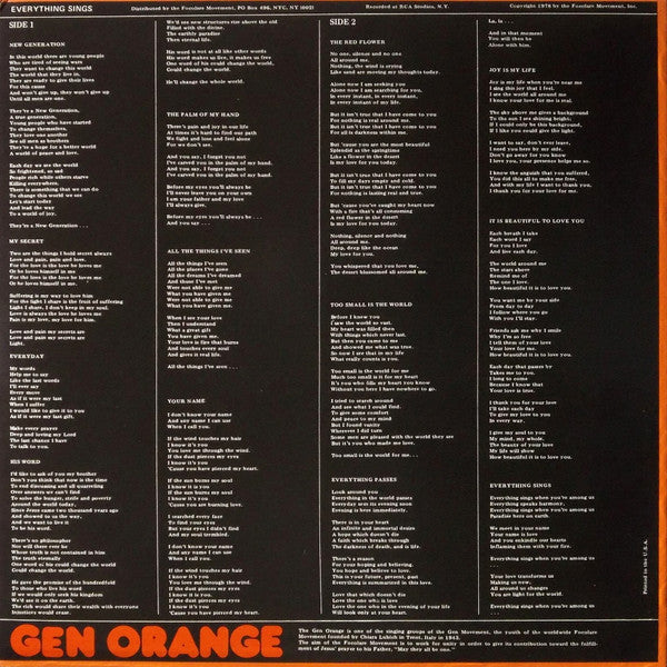 Gen Orange – Everything Sings - Vinyl