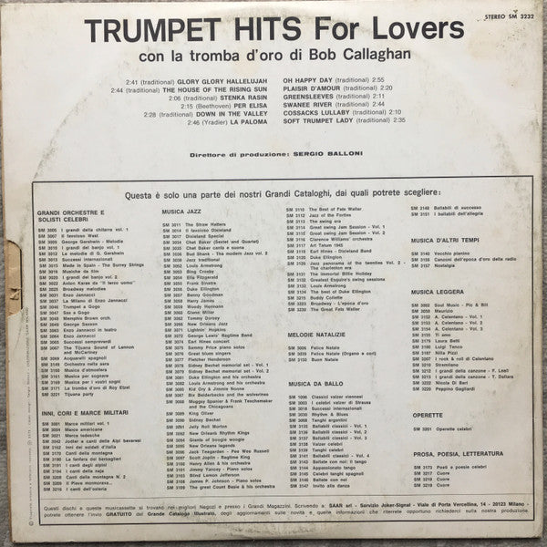 Bob Callaghan (2) – Trumpet Hits For Lovers – Vinyl
