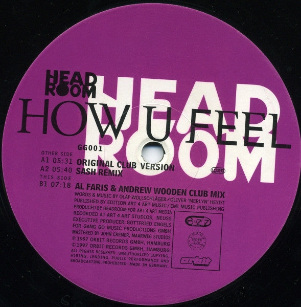 Head Room – How U Feel - Vinyl