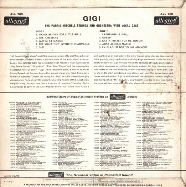 The Parris Mitchell Strings And Orchestra* – Gigi  – Vinyl