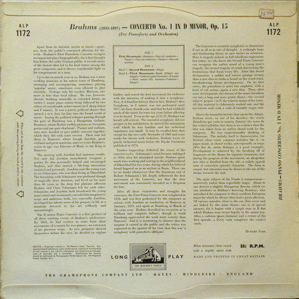 Solomon (6) And The Philharmonia Orchestra Conducted By Rafael Kubelik : Brahms* – Piano Concerto No. 1 - Vinyl