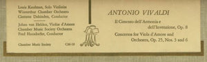 Antonio Vivaldi – Il Cimento Dell'Armonia E Dell'Invenzione - Concertos For Viola D'Amore - Vinyl