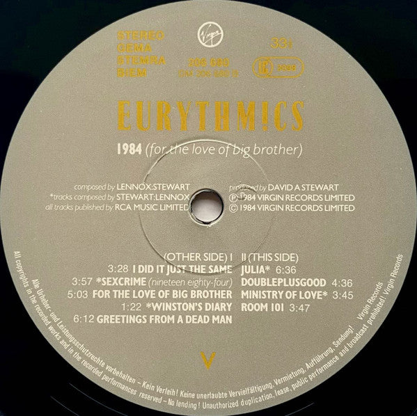 Eurythmics – 1984 (For The Love Of Big Brother) – Vinyl