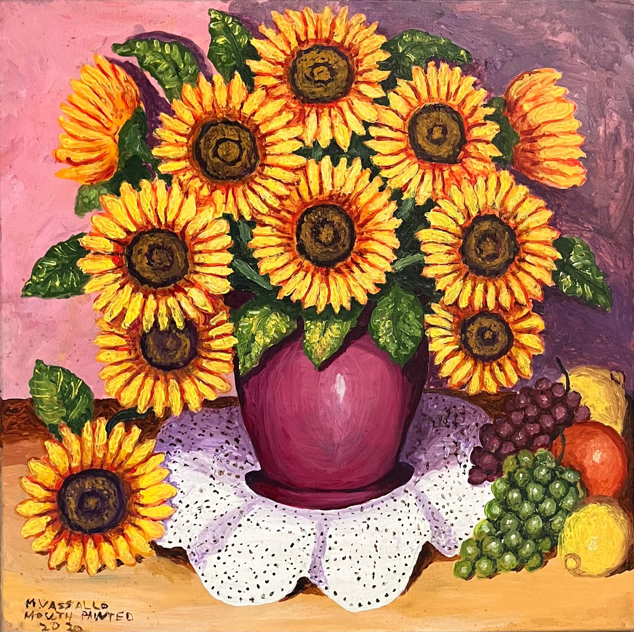Mouth Painted Pot of Flowers