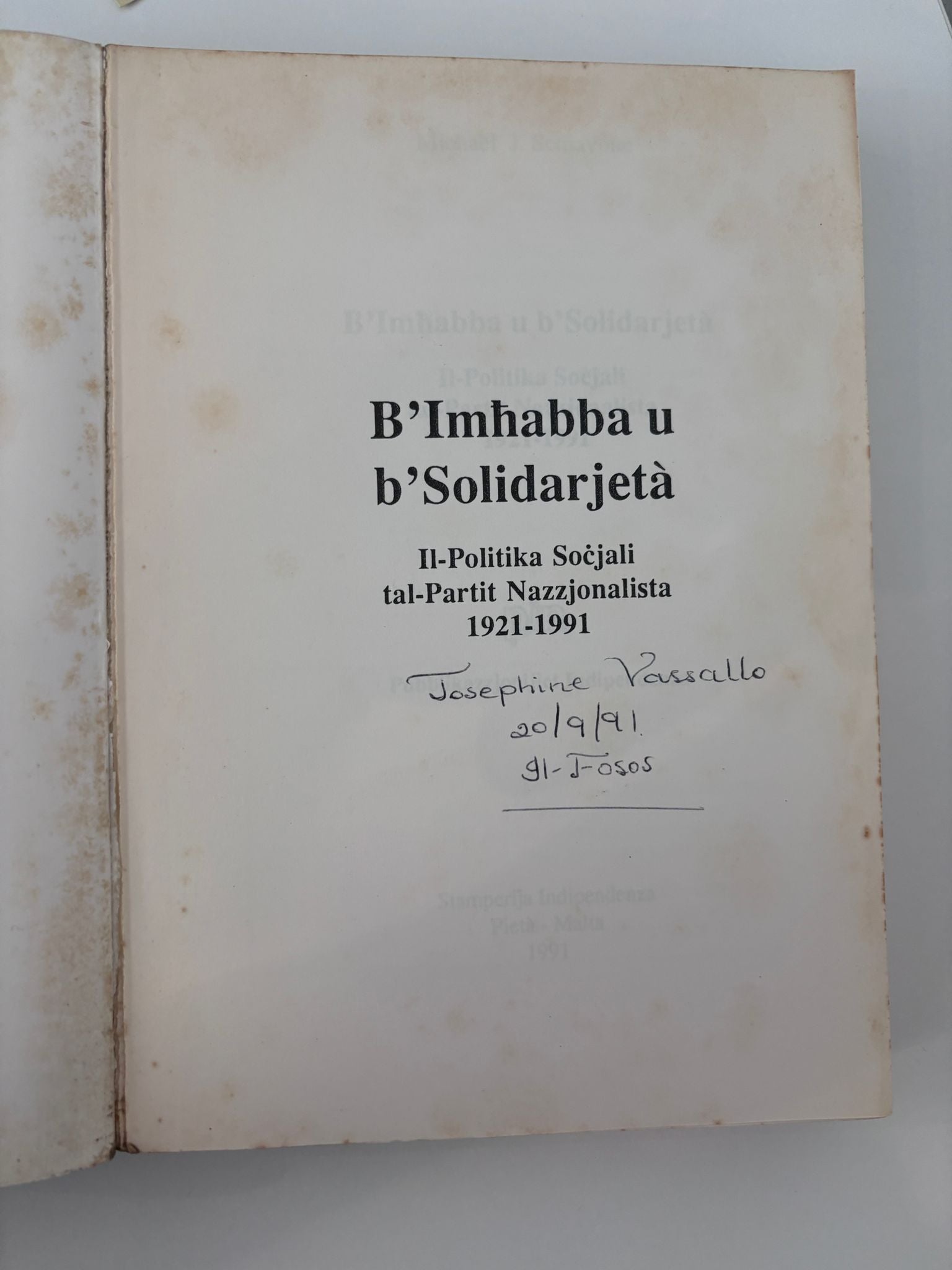 B` Imhabba U B`Solidarjeta