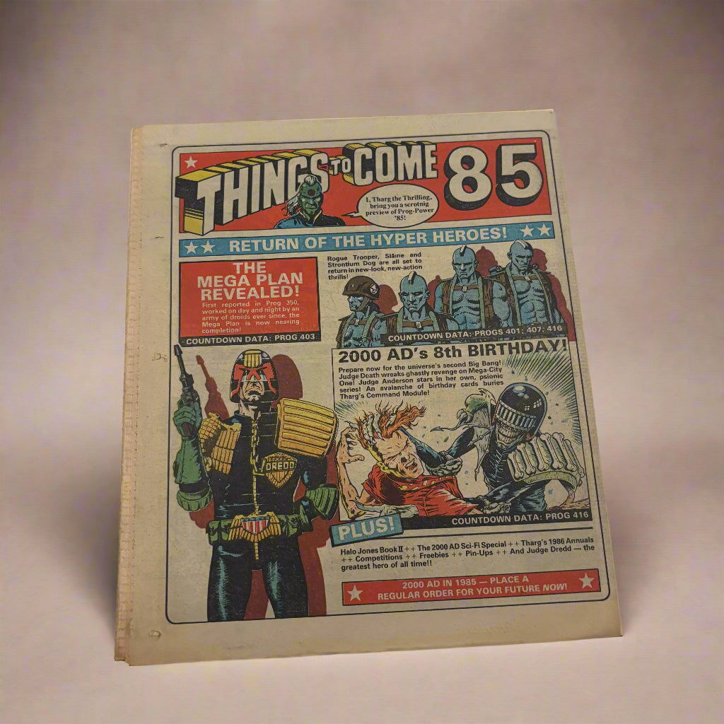 2000 A.D Feat JUDGE DREDD British Comic Newspaper Prog 399 5 Jan 1985