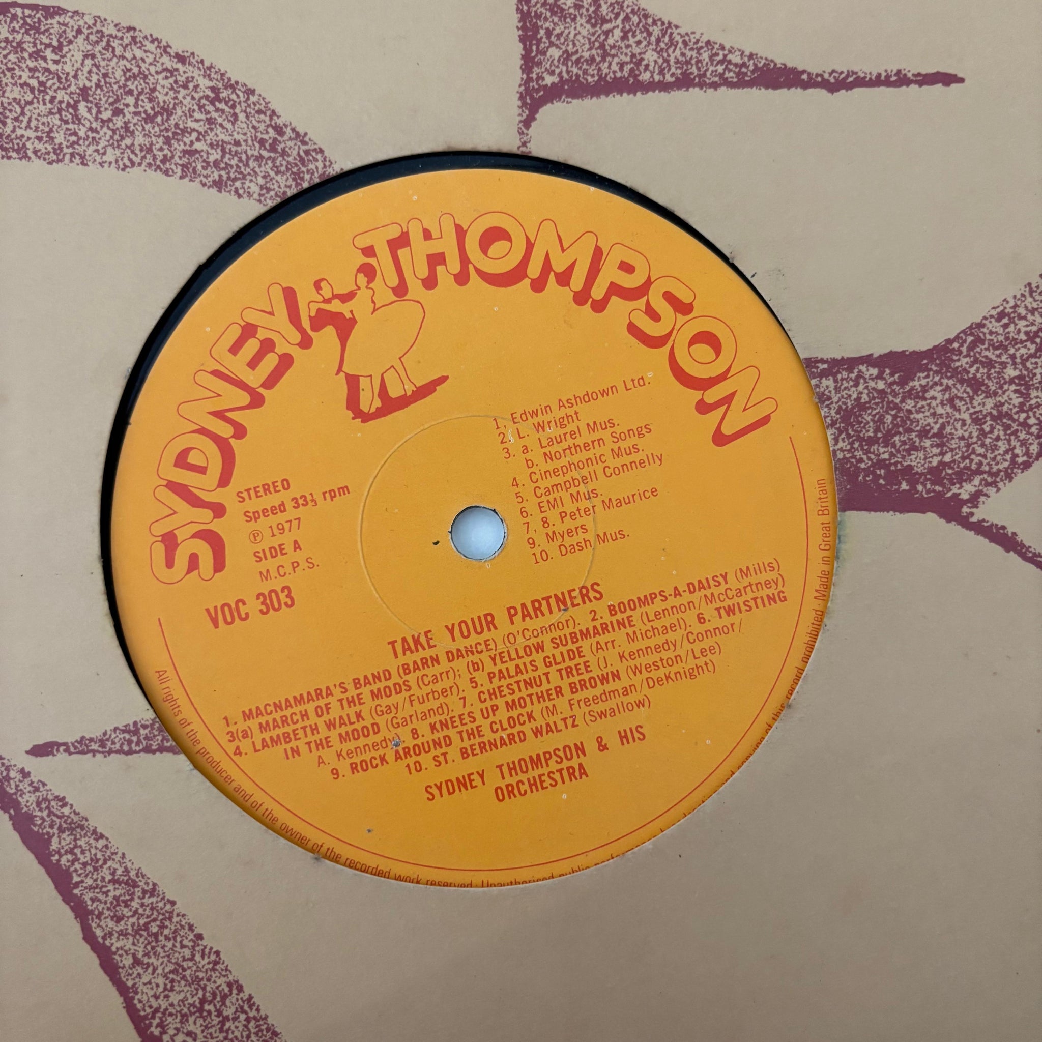 Sydney Thompson And His Old Time Dance Orchestra* – Take Your Partners - Vinyl