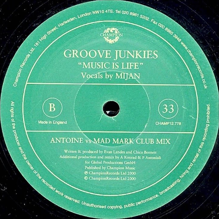 Groove Junkies - Music Is Life - (Antoine vs Mad Mark Club Mix) - Vinyl