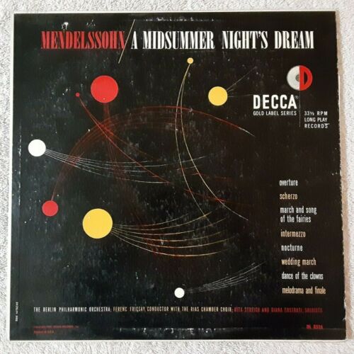 MENDELSSOHN A MIDSUMMER NIGHT'S DREAM LP VINYL RECORD DECCA DL 8516 - Vinyl