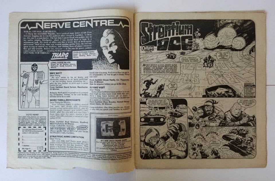 2000AD w/ Judge Dredd prog #374 VG/FN (June 23 1984, IPC) ad for 1st Halo Jones