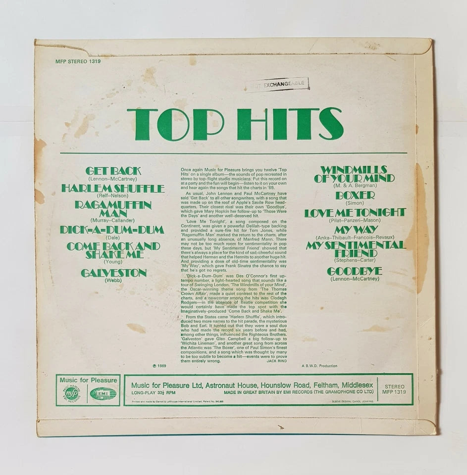 Top Hits ( 12 Top Hits from 1969 )  - MFP1319 - Vinyl
