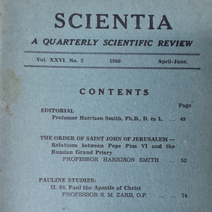 SCIENTIA VOL. XXVI No 2 1960 APRIL- JUNE
