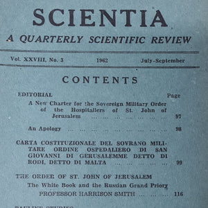 SCIENTIA VOL. XXVIII No. 3 1962 JULY- SEPTEMBER
