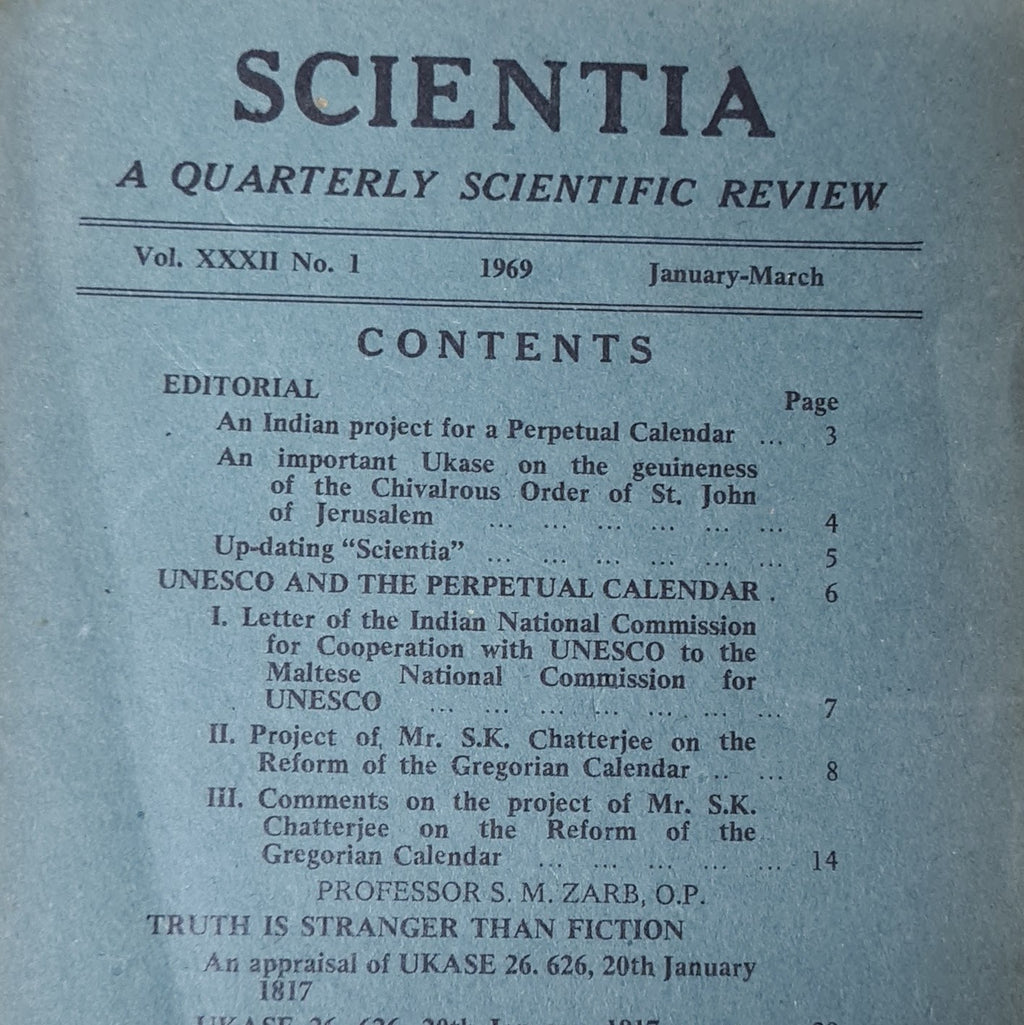 SCIENTIAVOL. XXXII; No. 1 1969 JANUARY- MARCH