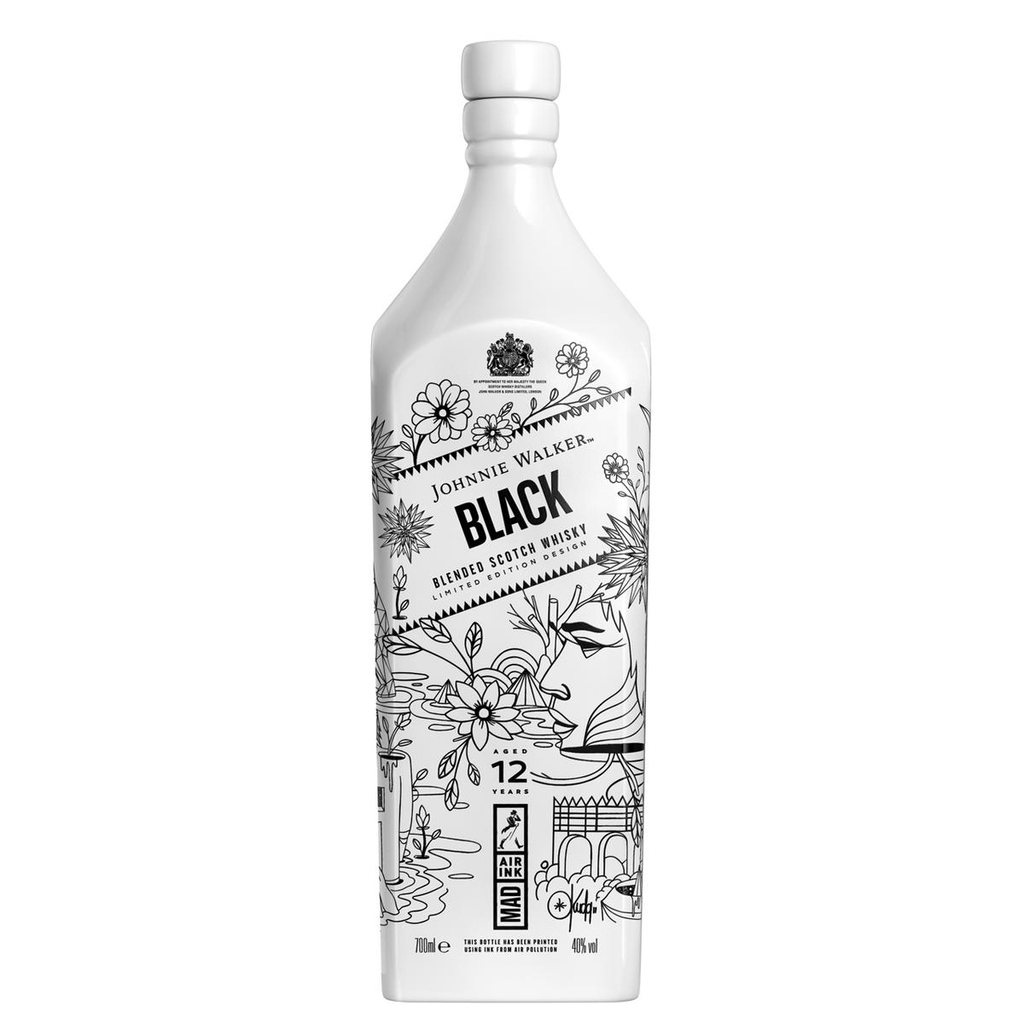 Johnnie Walker Black Label Air Ink Madrid Limited Edition White Bottle