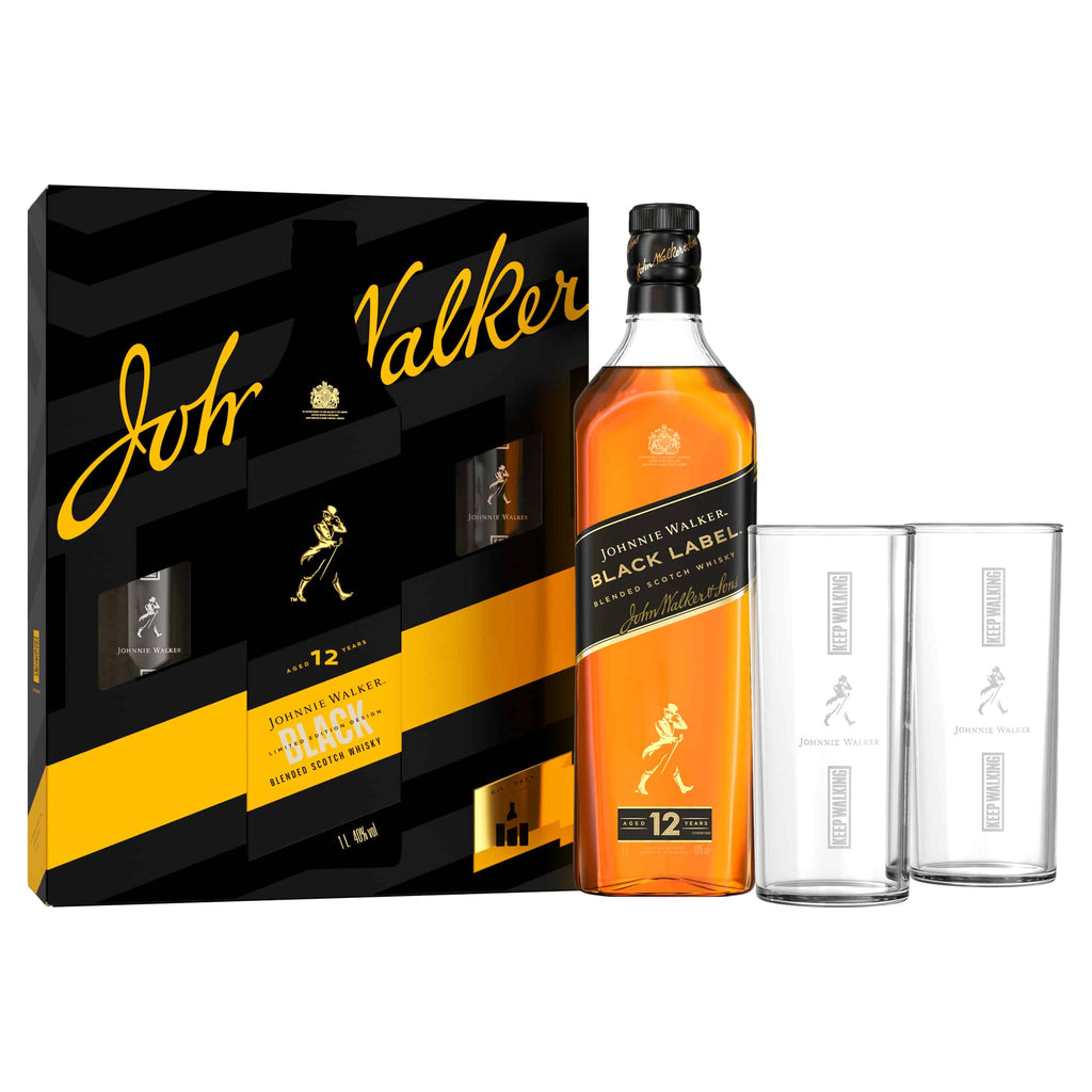 Johnnie Walker Black Label with glasses Gift Set