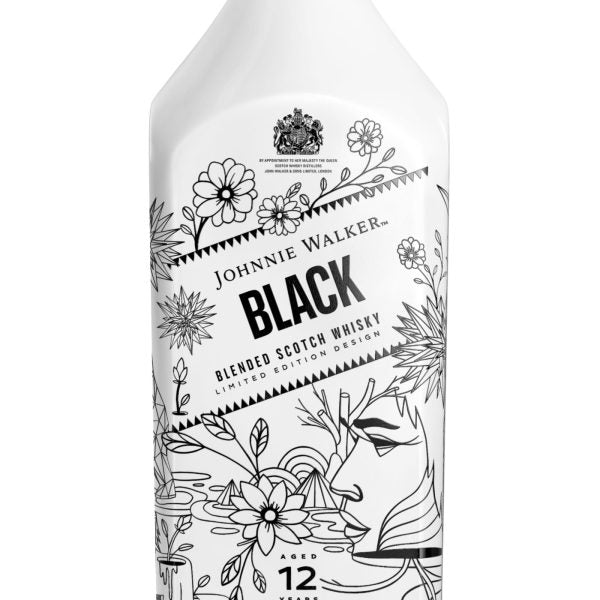 Johnnie Walker Black Label Air Ink Madrid Limited Edition White Bottle